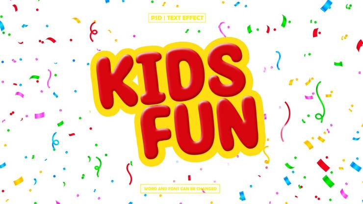 PSD fun 3d para niños con efectos de texto editables