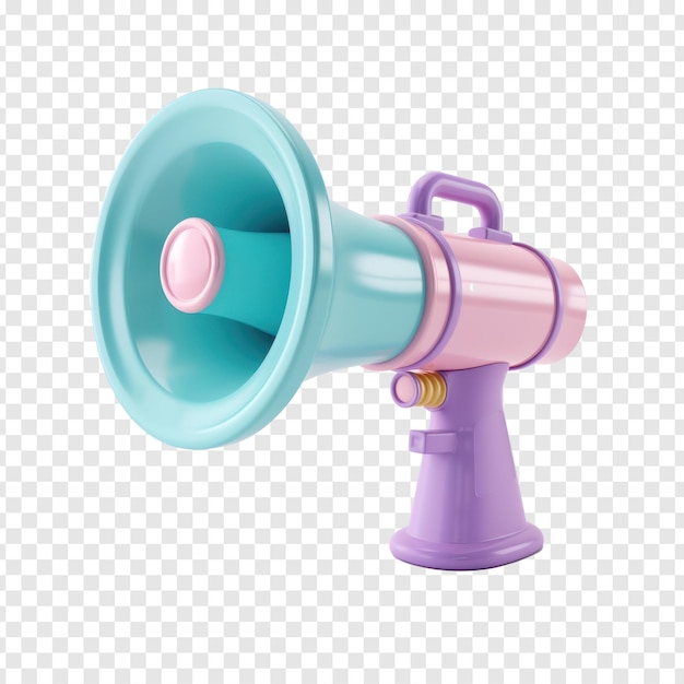 Fun 3D-Rendering-Symbol von Megaphone für E-Commerce-Thema auf Transparenz-Hintergrund PSD