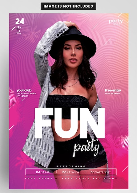 Fun party night event instagram banner flyer design