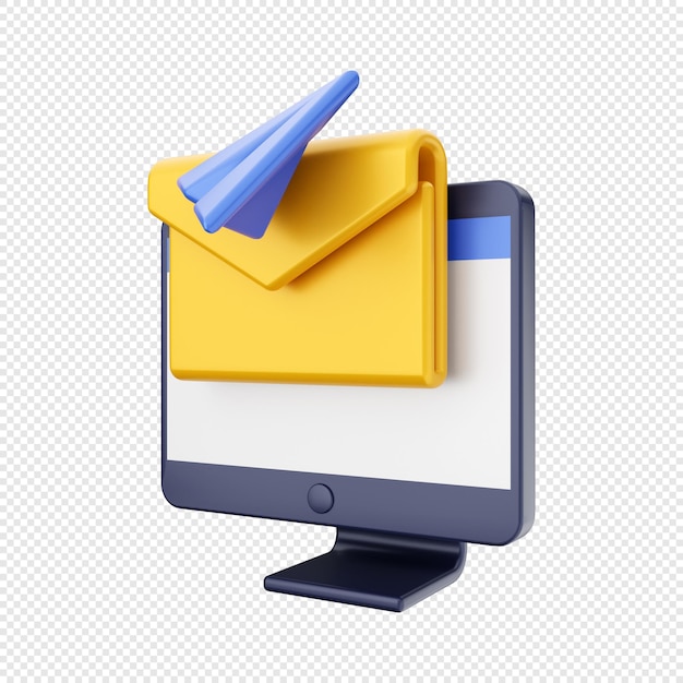 função de computador 3d enviando e-mail