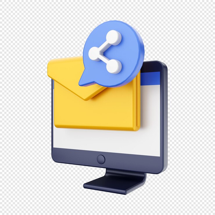 PSD función de computadora 3d compartir correo