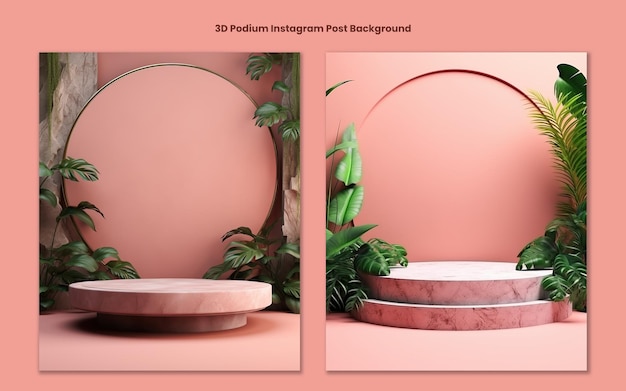 Fundo 3d para coleção de conjunto de banners de modelo de postagem do instagram