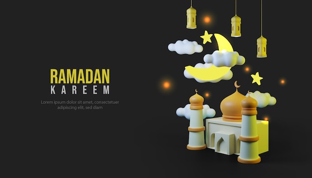 fundo 3d ramadan kareem com mesquita