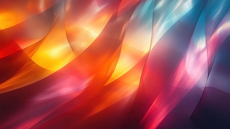 PSD fundo abstrato com formas luminosas vermelhas, laranjas e azuis