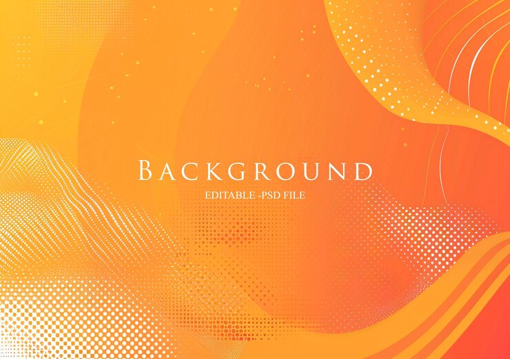 PSD fundo abstrato de gradiente laranja com linhas e pontos curvos transparentes futuristas