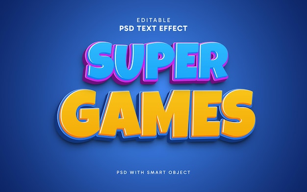 Fundo azul com efeito de texto de Super Jogos 3D
