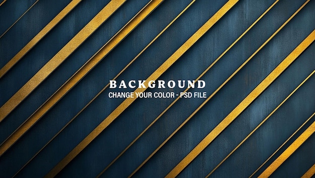 Fundo azul com linhas diagonais em uma cor dourada minimalista Fundo azul escuro