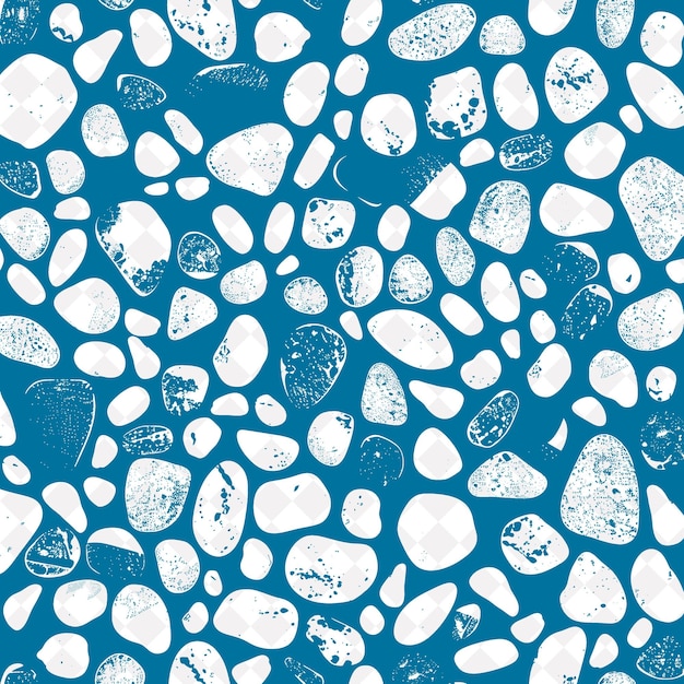 fundo azul com um padrão de rochas brancas e círculos azuis