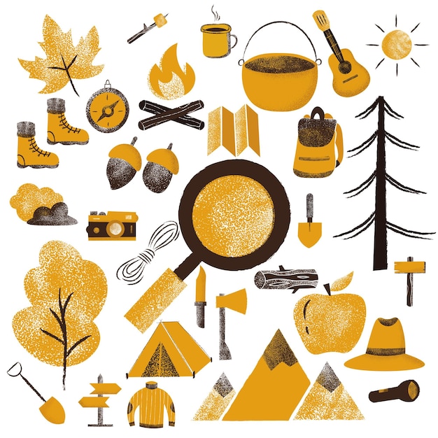 fundo de adesivos de acampamento ao ar livre