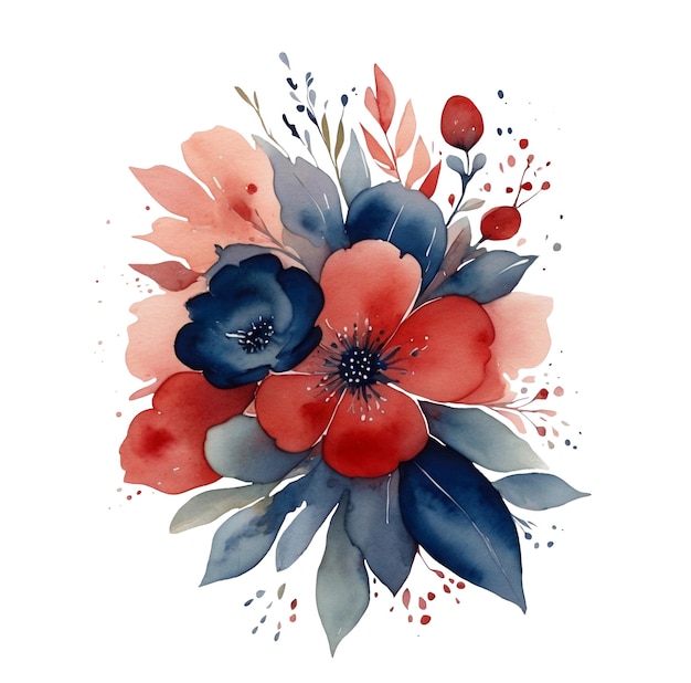 PSD fundo de aquarela com flores ai.