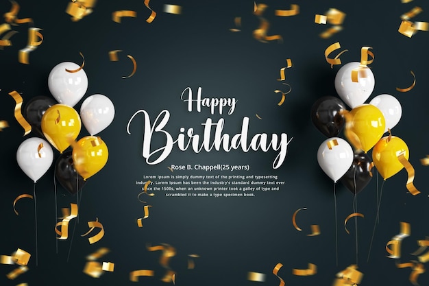 fundo de banner de comemoração de aniversário com banner de mídia social de feliz aniversário de balão