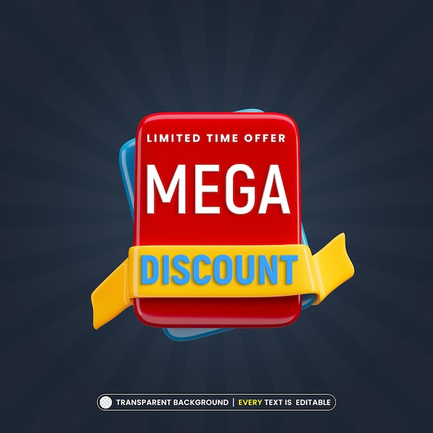 Fundo de banner de mega desconto com efeito de texto editável