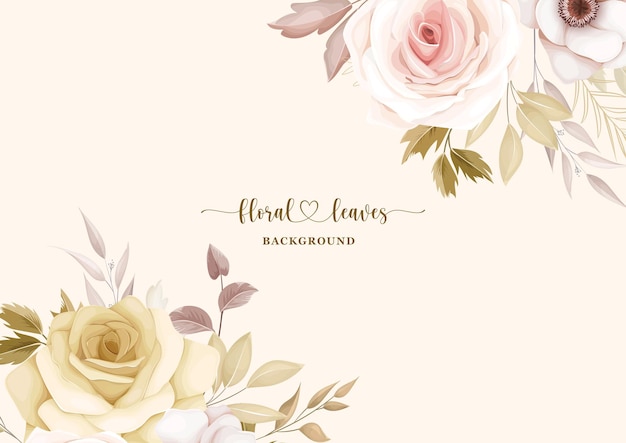 Fundo de convite de casamento simples com flores e folhas