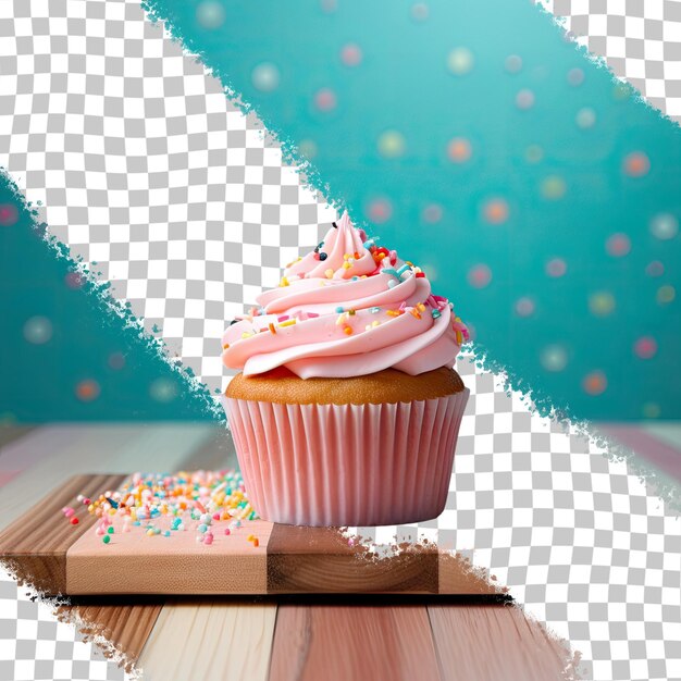 PSD fundo de cor e mesa de madeira com cupcake