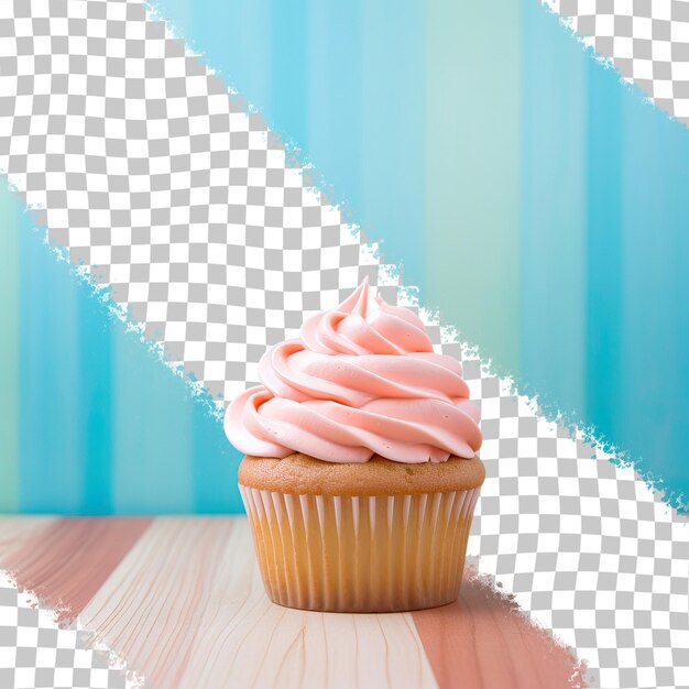 PSD fundo de cor e mesa de madeira com cupcake