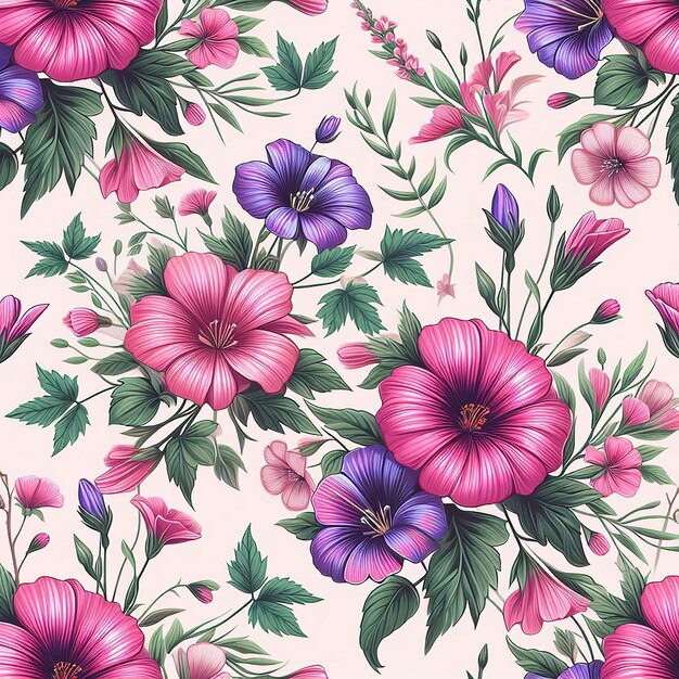 PSD fundo de flores coloridas bonito padrão sem costura