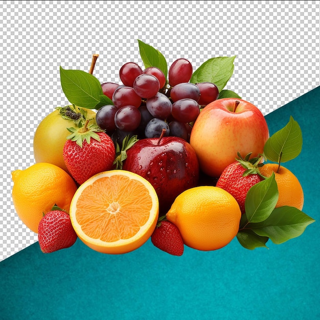 Fundo de frutas PSD em fundo transparente