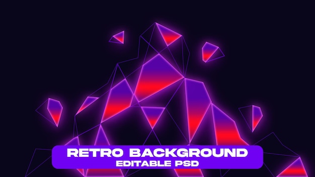 Fundo de grade retrô neon PSD