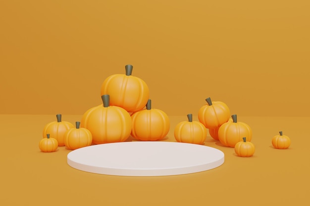 Fundo de halloween com rodada do pódio 3d