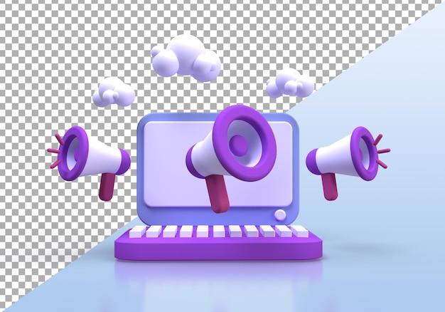 Fundo de ilustração de comunicação de marketing digital de mídia social ícone de renderização 3d para negócios