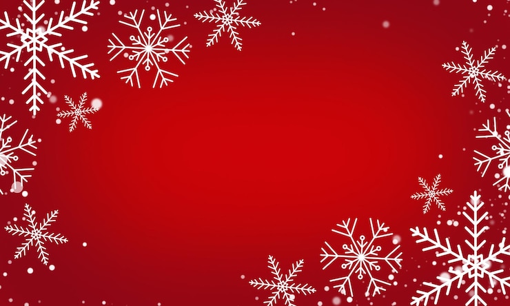 PSD fundo de inverno com flocos de neve em fundo vermelho