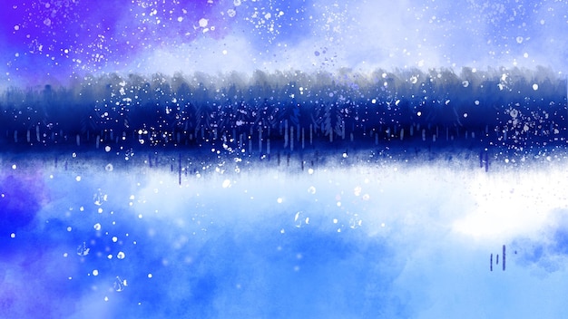 Fundo de inverno desenho aquarela pintado à mão para a temporada de natal e feliz ano novo