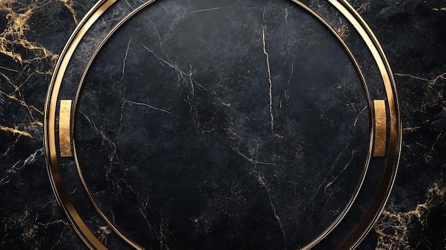 Fundo de mármore escuro com moldura circular dourada