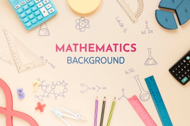 PSD fundo de matemática com réguas e calculadoras