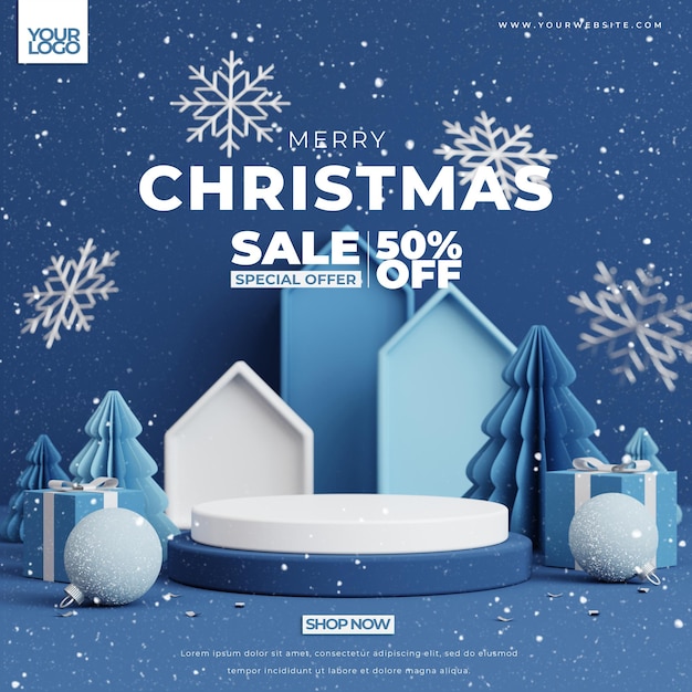 Fundo de Natal para exibição de produto renderização em 3D