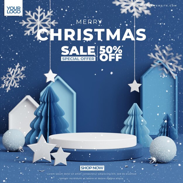 Fundo de Natal para exibição de produto renderização em 3D