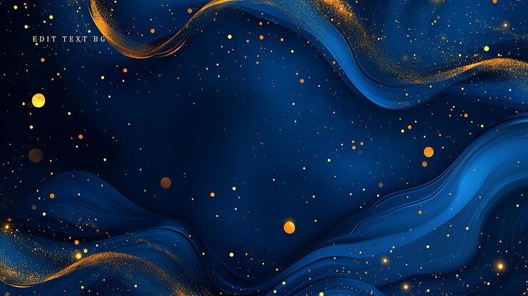 PSD fundo de onda azul e dourado abstrato com brilho