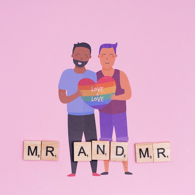 PSD fundo de orgulho gay com um casal homossexual