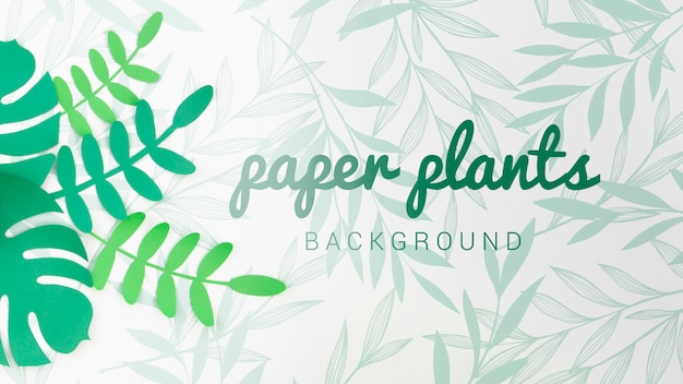 PSD fundo de plantas de papel gradiente tons verdes