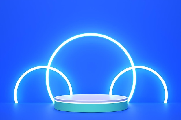 Fundo de pódio 3D abstrato de cor neon com cor editável para colocação de produtos
