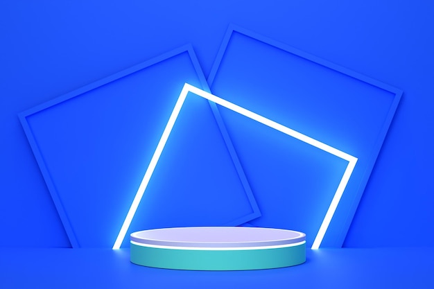 Fundo de pódio 3D abstrato de cor neon com cor editável para colocação de produtos