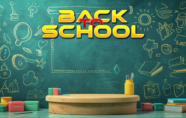 Fundo de pódio 3D para exibição de produtos educacionais