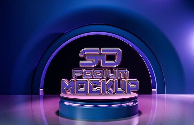 Fundo de pódio de tecnologia neon tridimensional