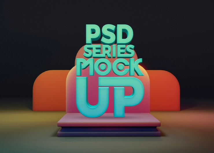 PSD fundo de pódio de tecnologia neon tridimensional