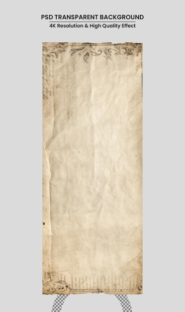 Fundo de textura de papel pergaminho antigo banner horizontal papel de parede vintage isolado em branco