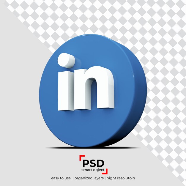 Fundo de transparência do aplicativo linkedin view right e objetos flutuantes