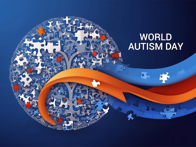 Fundo de uma peça de quebra-cabeça multicolor do dia mundial de conscientização sobre o autismo