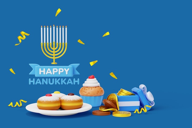 PSD fundo de vida morta de hanukkah 3d