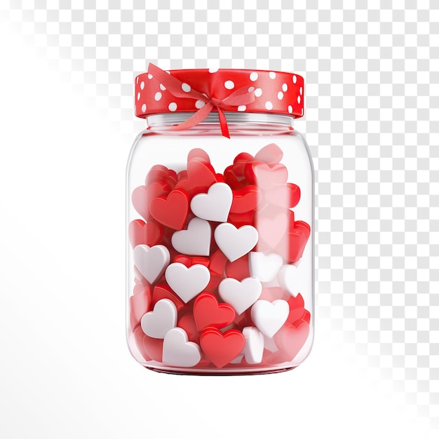 fundo do dia de São Valentim com corações vermelhos e brancos em um recipiente vertical