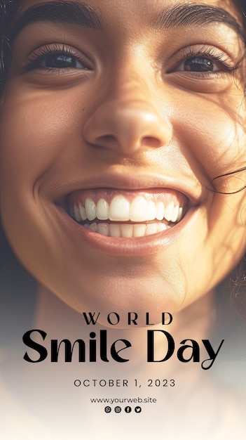 PSD fundo do dia mundial do sorriso e cartaz do dia do sorriso