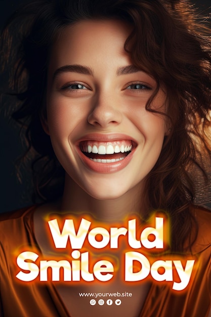 PSD fundo do dia mundial do sorriso e cartaz smlie