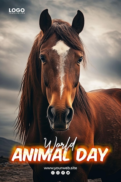 Fundo do dia mundial dos animais com fundo de cavalo