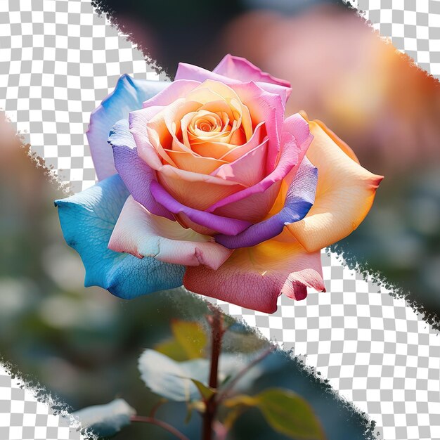 PSD fundo do jardim com foto macro de fundo transparente rosa multicolor