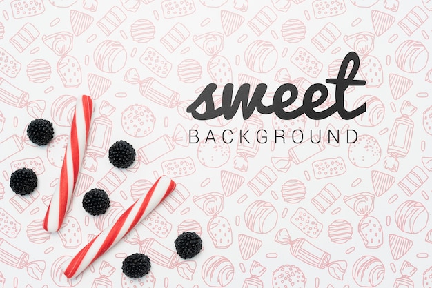 Fundo doce com doces e bagas