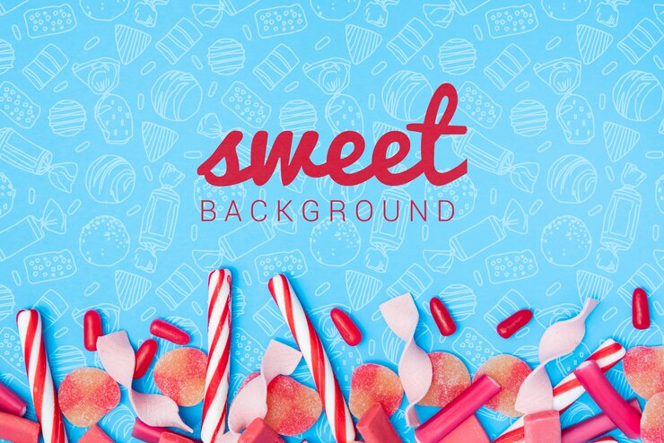 PSD fundo doce com palitos de doces de açúcar