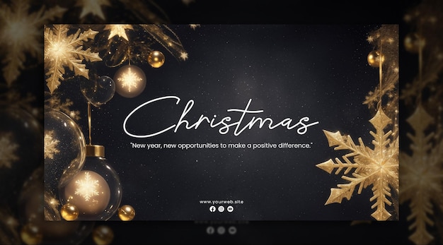 PSD fundo elegante de natal com elemento dourado